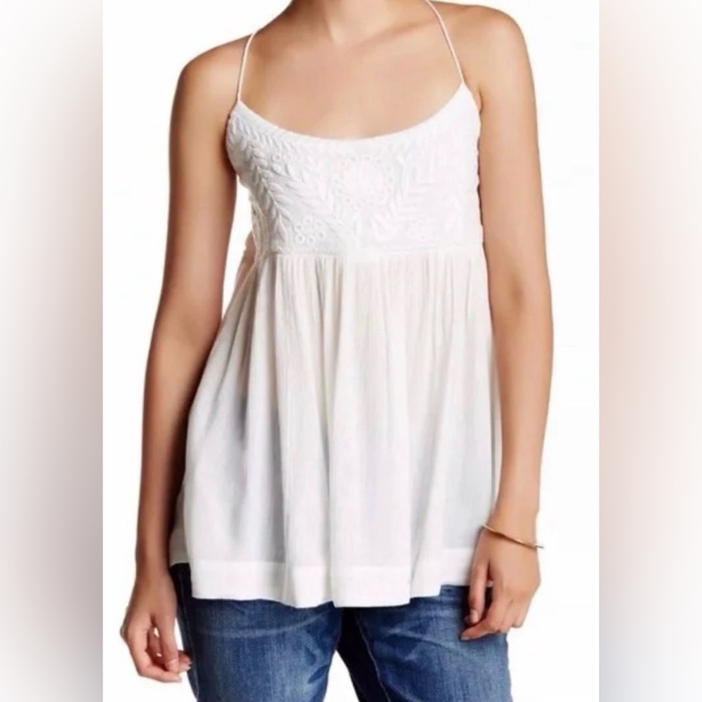 Free People Blackbird embroidered halter cami